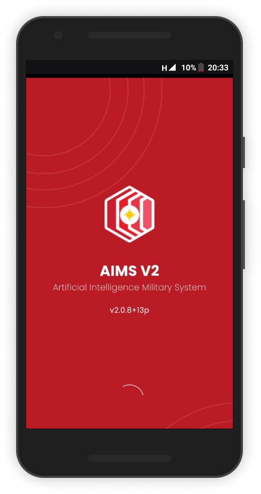 AIMS V2 Splash Screen with app branding